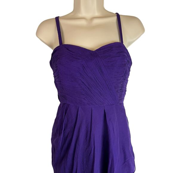 J. Crew purple Silk Cocktail party dress, Sz 0 - ruched draped - Picture 5 of 13